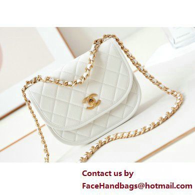 Chanel Calfskin  &  Gold-Tone Metal Small Messenger Bag AS4850 White 2025